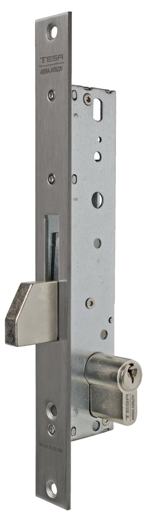 Cerradura embutir 174x43 mm. aguja 30 mm. palanca basculante acc.llave fte. recto  a.inox.