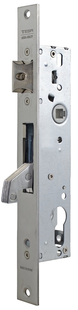 Cerradura embutir 174x43 mm. aguja 30 mm. c.c.85 mm.golpe-gancho basculante acc.llave/cuadradillo fte.recto  a.inox.