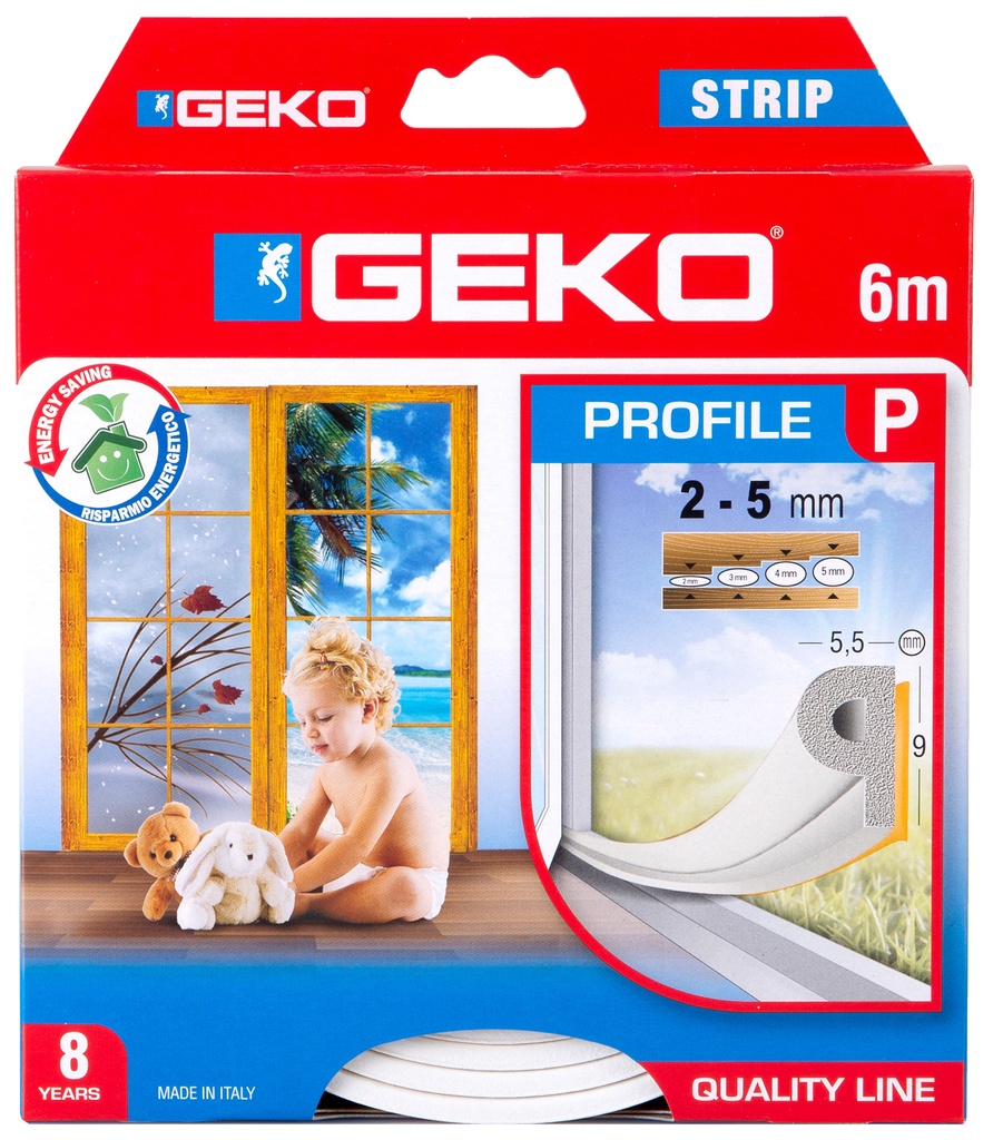 JUNTA CAUCHO EPDM ADH.TIPO P 9X5,5MM. 6 M.BLANCO