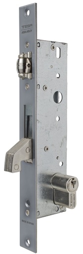 [CE2246253AI] Cerradura embutir 174x38 mm. aguja 25 mm. c.c.85 mm.rodillo-gancho basculante acc.llave/cuadradillo fte.recto  a.inox.