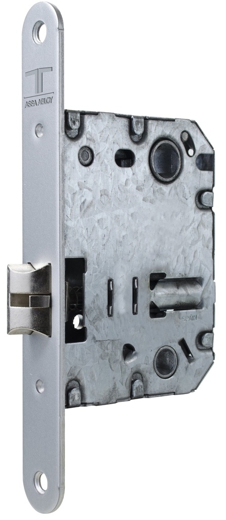 Cerradura embutir 99,60x74,50 aguja 50 mm. golpe solo silencioso-cuadradillo-condena c.c.70 mm.fte.20x165 redondo niquelado