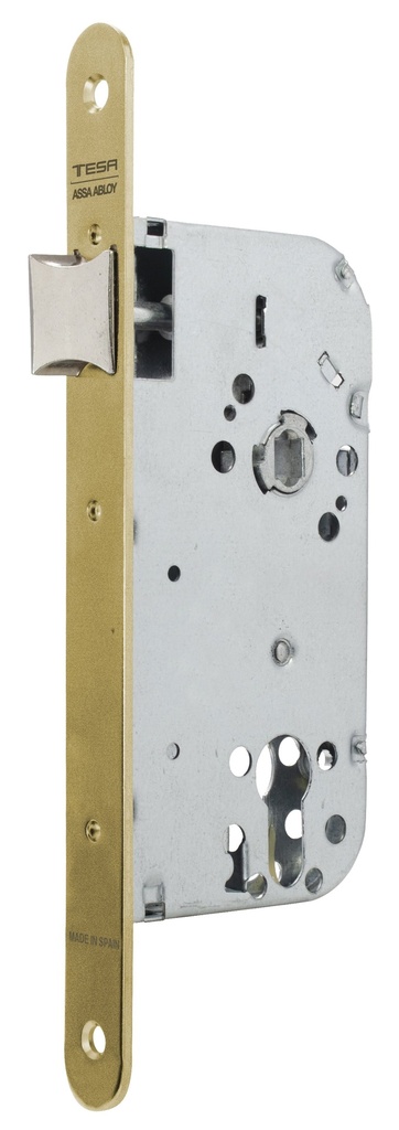 Cerradura embutir 150x67 aguja 40 mm. golpe solo-cuadradillo fte.20x230 redondo esmaltado oro