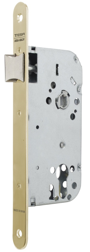 Cerradura embutir 150x67 aguja 40 mm. golpe solo-cuadradillo fte.20x230 redondo latonado