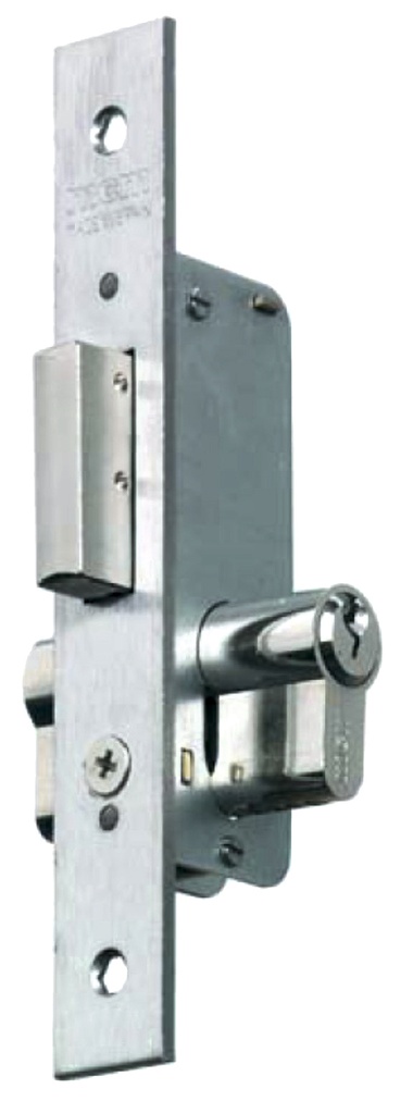 Cerradura embutir aguja 21 mm.solo palanca deslizante/llave fte.inox.
