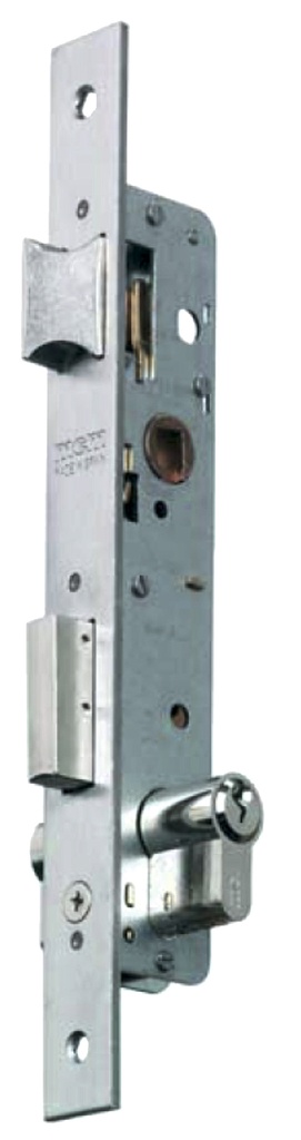 Cerradura embutir aguja 21 mm. rodillo/palanca/llave fte.inox.