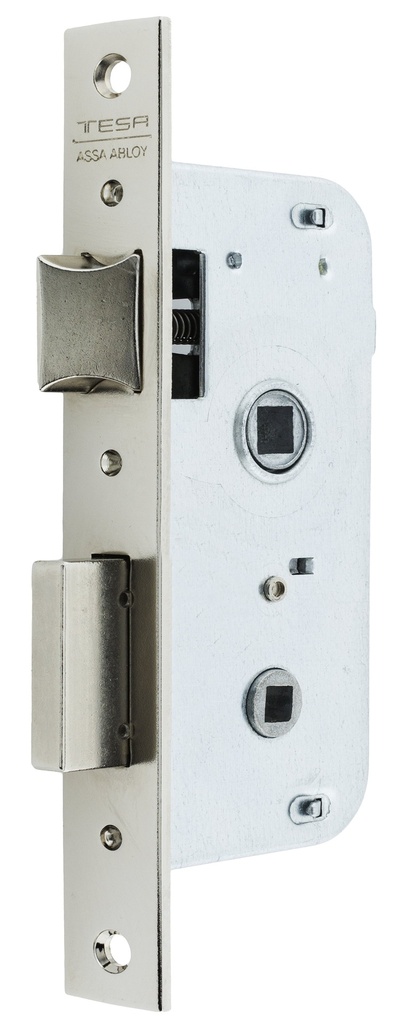 Cerradura embutir 120x75x10 aguja 50 mm. golpe/pestillo cuadradillo/condena c.c.47,50 mm. fte.recto niquelada