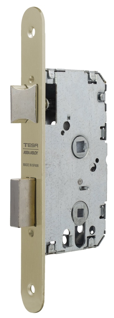 Cerradura embutir 128x77 aguja 50 mm. c.c.47 golpe-condena fte.redondo latonado