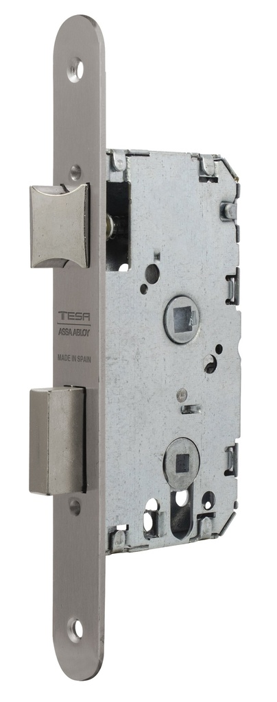 Cerradura embutir 128x77 aguja 50 mm. c.c.47 golpe-condena fte.redondo niquelado