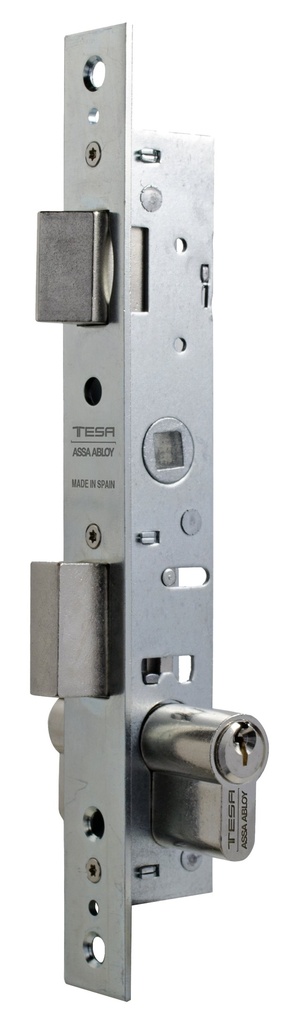 Cerradura embutir 174x27 mm. aguja 13,50 mm. golpe-palanca acc.llave-cuadradillo cincada