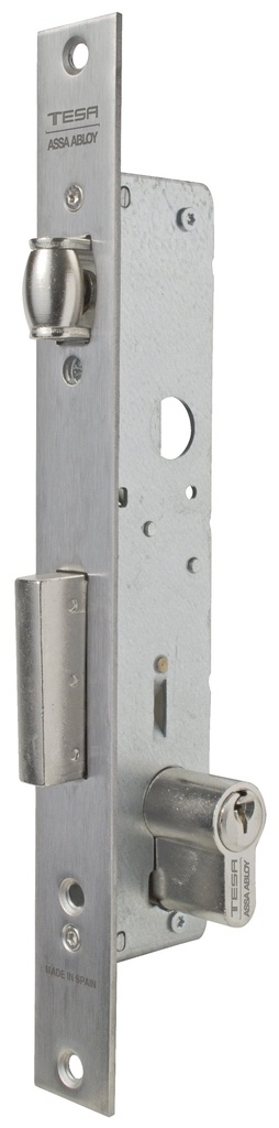 Cerradura embutir 174x33 mm. aguja 20 mm. rodillo-palanca deslizante accionamiento solo llave a.inox. 