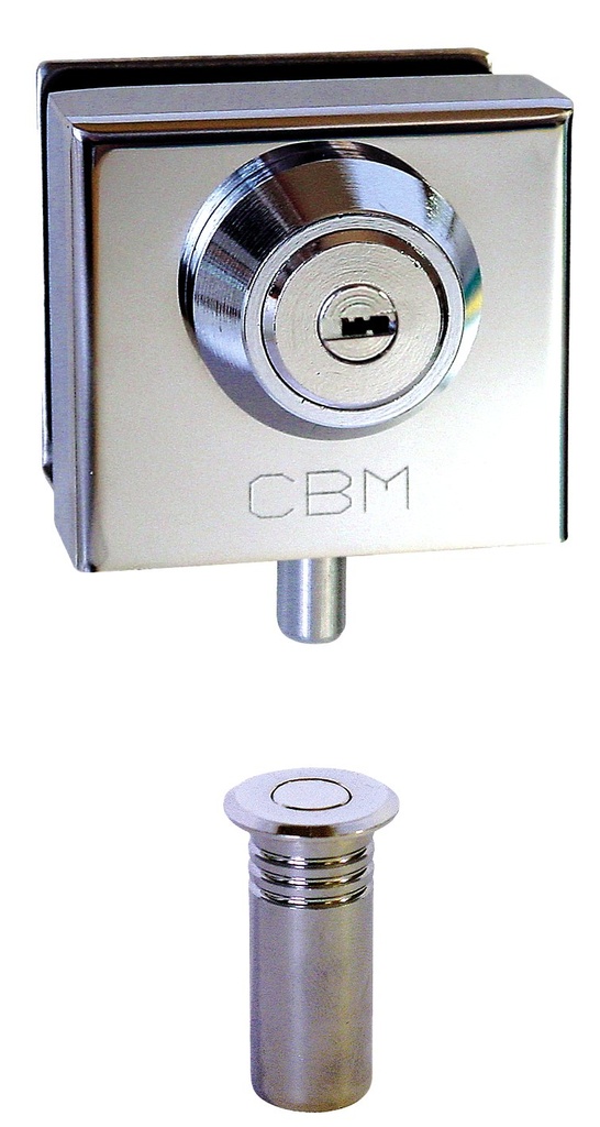 Cerradura suelo puerta cristal CM llave puntos a.inox.