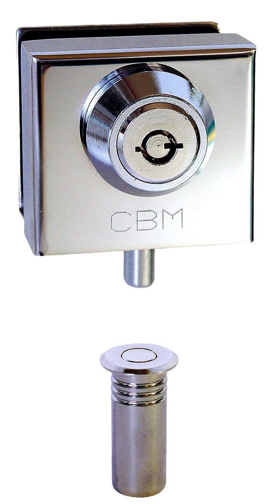 Cerradura suelo puerta cristal CM llave tubular a.inox.