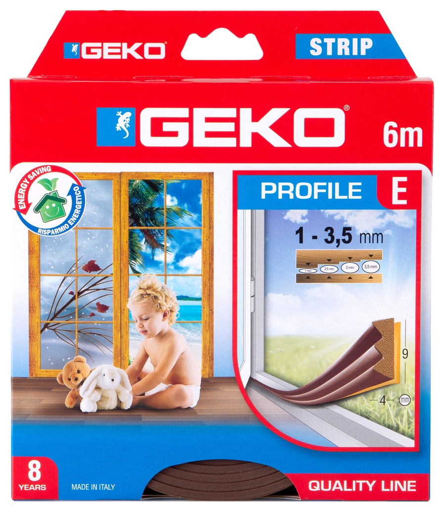 JUNTA CAUCHO EPDM ADH.TIPO E 9X4 MM. 6 M. MARRON