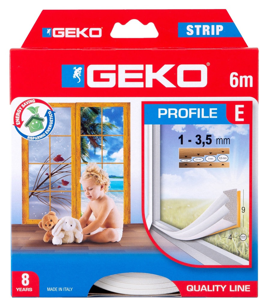 JUNTA CAUCHO EPDM ADH.TIPO E 9X4 MM. 6 M. BLANCO