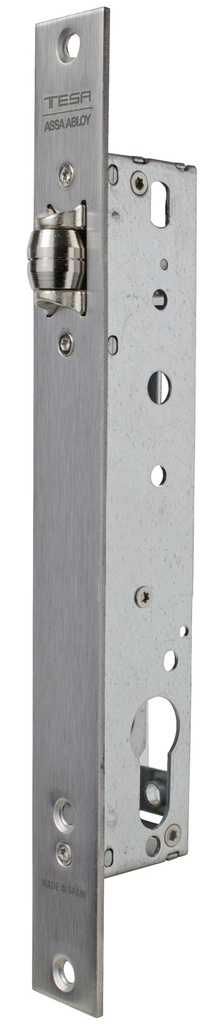 Picaporte embutir 174x33 mm. aguja 20 mm. rodillo solo acc.cuadradillo fte.recto a.inox.