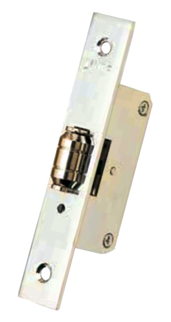 Picaporte solo resbalón roldana caja 75x33 mm. frente niquelado 130x23 mm. 