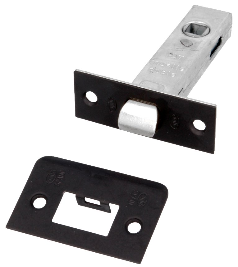 PICAPORTE DOBLE MUELLE CUAD.8 NEGRO 60