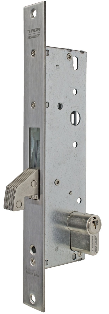 Cerradura embutir 174x48 mm. aguja 35 mm. gancho basculante acc.llave fte.recto  a.inox.