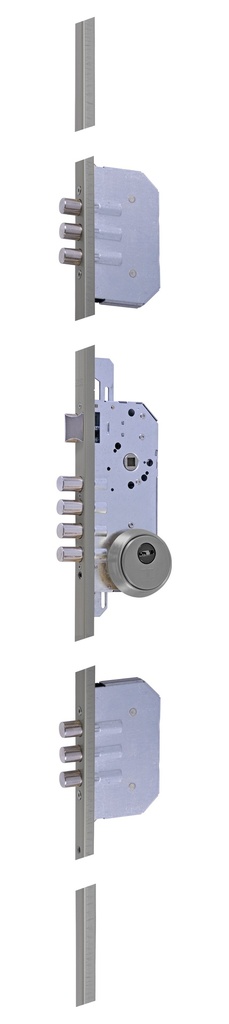 Cerradura embutir bulones 3p.T60 60 aguja 60 c/c. a.inox