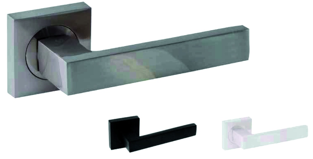 Jgo. manivelas CUBO placa 52x52 níquel satinado