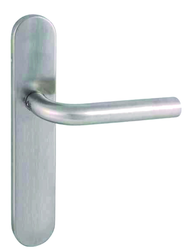 Jgo. manivelas  "L" curva placa larga ovalada inox