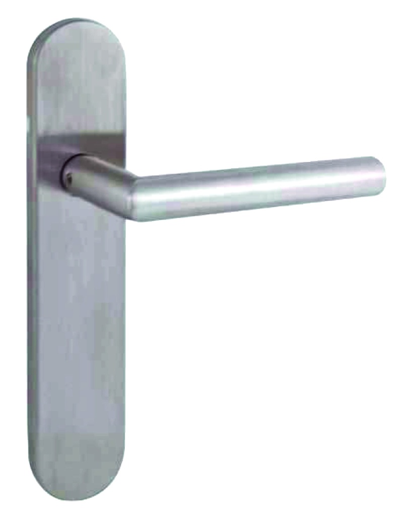 Jgo. manivelas  "L" recta placa larga ovalada inox