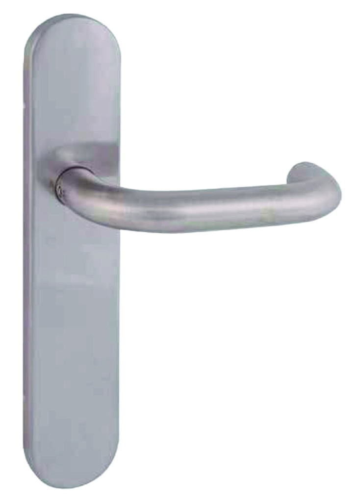 Jgo. manetas "U" placa larga ovalada inox