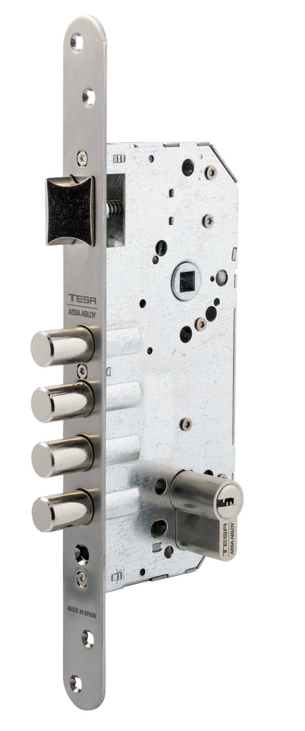 Cerradura embutir R200 aguja 60 golpe/llave c/redondo T60 60 inox.