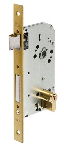 [CE13048CHL] Cerradura embutir 150x66x13 aguja 40 mm. golpe-cuadradillo-llave c.c.70 mm.fte.20x230 recto latonado