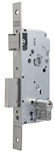 [CE13058CHN] Cerradura embutir 150x77x13 aguja 50 mm. golpe-cuadradillo-llave c.c.70 mm.fte.20x230 recto niquelado