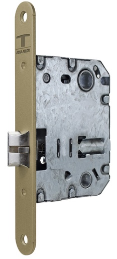 [CE134US5RAE] Cerradura embutir 99,60x74,50 aguja 50 mm. golpe solo silencioso-cuadradillo-condena c.c.70 mm.fte.20x165 redondo esmaltado oro