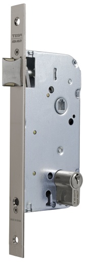 [CE13758CHN] Cerradura embutir 150x67 aguja 50 mm. golpe solo-cuadradillo-llave c.c.70 mm.fte.20x230 recto niquelado sin cerradero