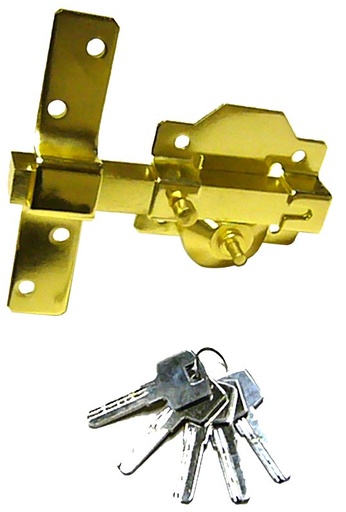 [CE1537002] Cerrojo sobreponer IXXTRON Ø 26x70 boton interior llave exterior oro