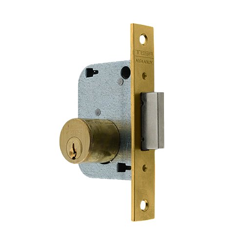 [CE200140HL] Cerradura embutir 72x65x10 aguja 40 mm. llave sola TE-5 rdo.fte.recto latonado