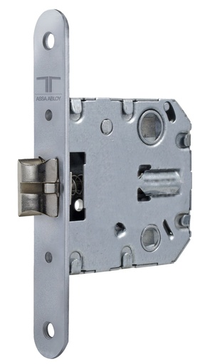 [CE2004US5RHN] Cerradura embutir 70,60x74,50 mm. aguja 50 mm. golpe solo silencioso cuadradillo/condena c.c. 47 mm. fte.redondo níquel