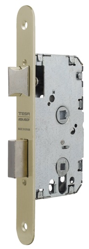 [CE20145RHL] Cerradura embutir 128x77 aguja 50 mm. c.c.47 golpe-condena fte.redondo latonado