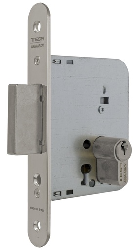 [CE20315RHN] Cerradura embutir 96x79x14 aguja 50 mm. pestillo solo-llave fte.redondo niquelado
