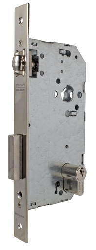 [CE203650HN] Cerradura embutir 175x79x14 aguja 50 mm. rodillo-llave c.c.85 mm. fte.recto niquelado