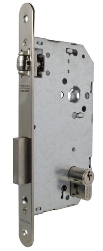 [CE20365RHN] Cerradura embutir 175x79x14 aguja 50 mm. rodillo-llave c.c.85 mm. fte.redondo niquelado
