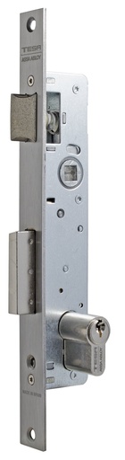 [CE2210E303AI] Cerradura embutir 174x43 mm.ancho 15 mm. aguja 30 mm. c.c.85 mm.golpe-palanca deslizante acc.llave/cuadradillo fte. recto  a.inox.