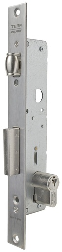 [CE221620AI] Cerradura embutir 174x33 mm. aguja 20 mm. rodillo-palanca deslizante acc.llave-cuadradillo a.inox.