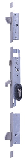 [CE2236L23AI] Cerradura embutir 3 puntos frontales caja 174x34 mm. c.c.85 mm.aguja 21 rodillo-gancho basculante acc.llave/cuadradillo fte."U"recto  largo 1860 mm. a.inox.