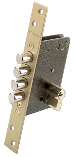 [CS701B60DS15D12] Cerradura embutir llave sola aguja 60 mm. DS15 70 descentrado esmaltado dorado