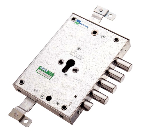[CS8937104I] Cerradura embutir 206x146 aguja 73 mm. golpe-europerfil-cuadradillo cc.85 mm. 4 bulones cc.28 sin bombillo cincada sin varillas izda. 