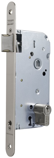 [CE13758RHN] Cerradura embutir 150x67 aguja 50 mm. golpe solo-cuadradillo-llave c.c.70 mm.fte.20x230 redondo niquelado sin cerradero