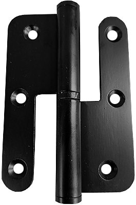 [BI4090652584D] Bisagra pernio 90x65x2,5 mm. pala ancha redonda a.inox.negro dcha
