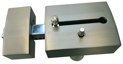 [CE90049] Cerrojo 98x75 mm. VECTOR (IXXTRON) alta seguridad botón-llave puntos-regatas níquel satinado